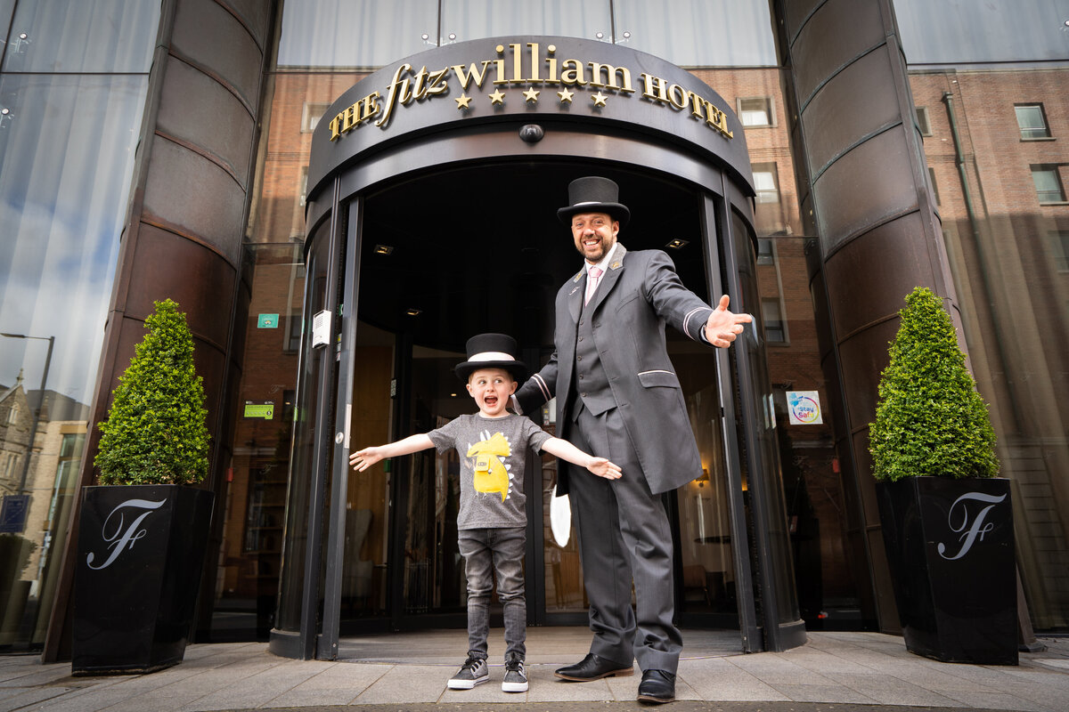 Waterstone - Fitzwilliam Hotel - Belfast - Luxury Boutique Hotel - Fitz entrance with child