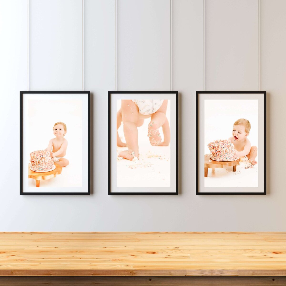 framed photos of toddler boy eating cake captured by Springfield MO kids photographer Jessica Kennedy of The XO Photogrpahy