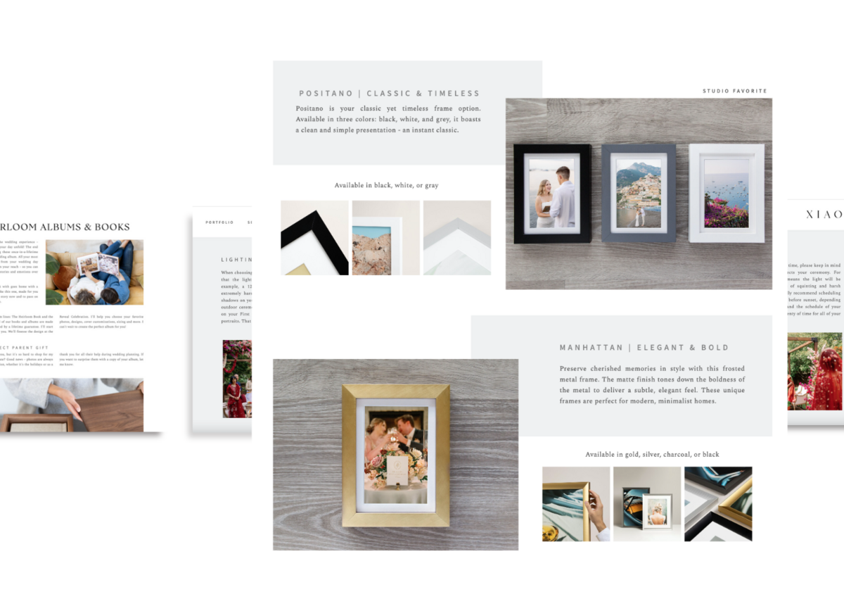 album guide design for wedding photographer