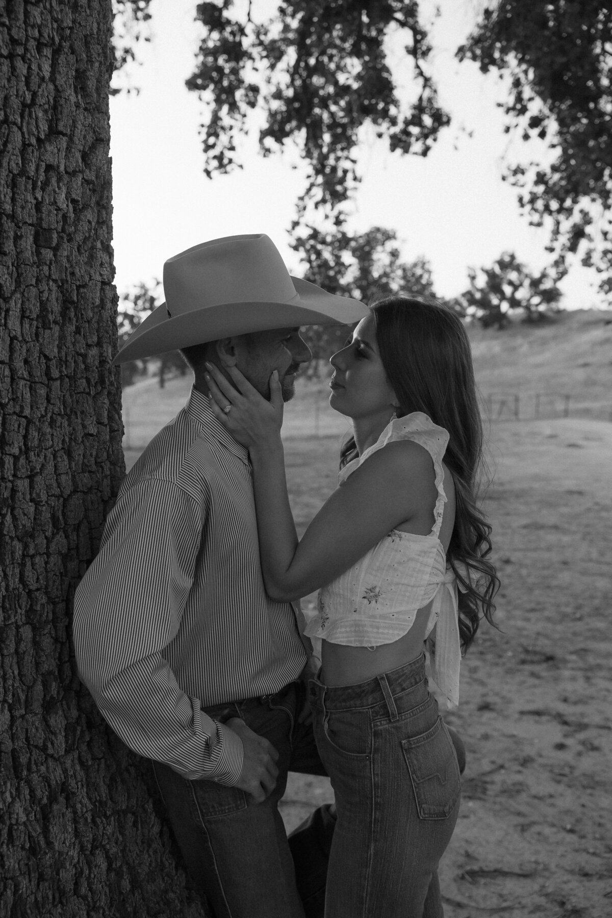candid romantic black and white couples engagement photos in San Luis Obispo on the Central Coast