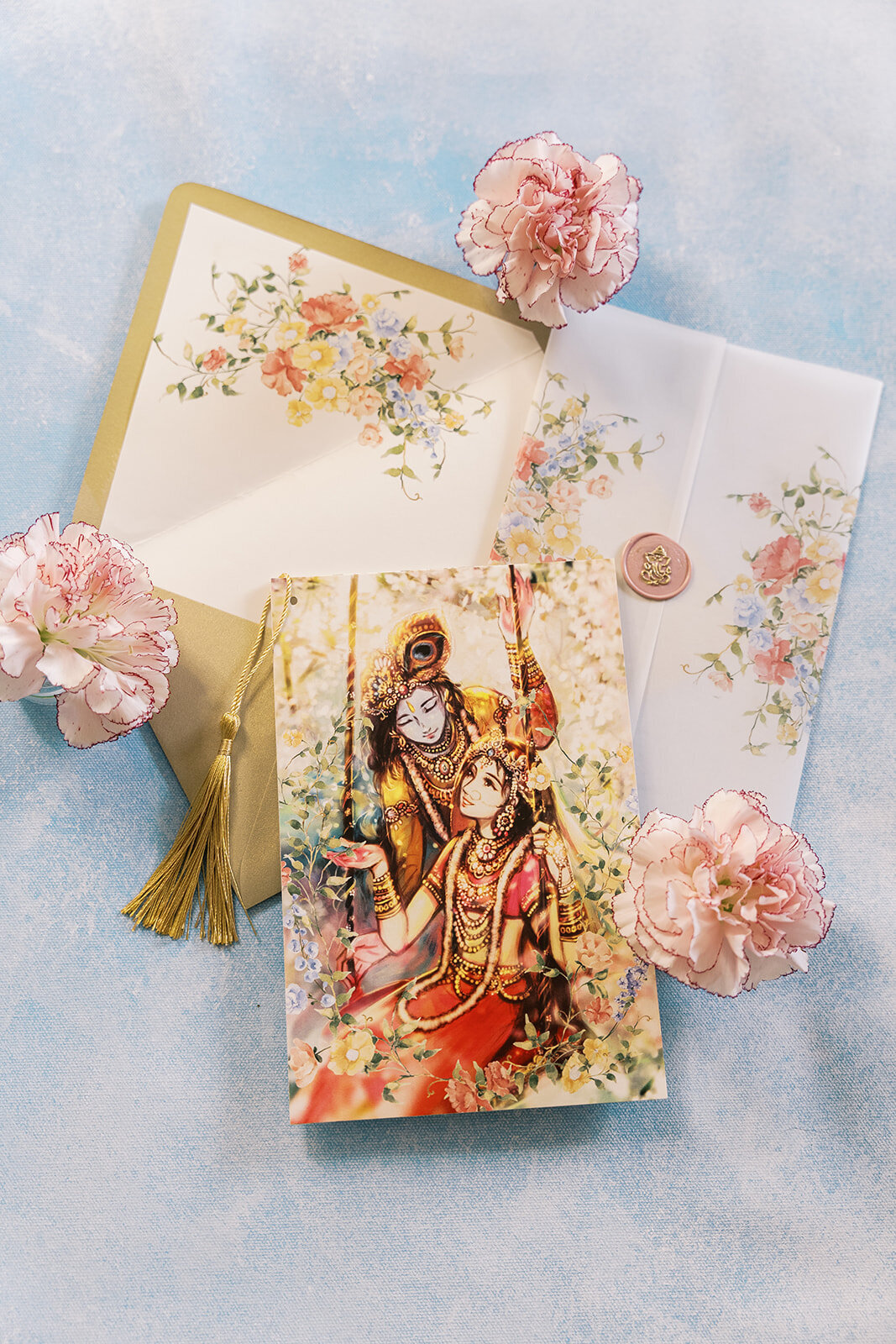 Spring florals Hindu wedding invitation 2