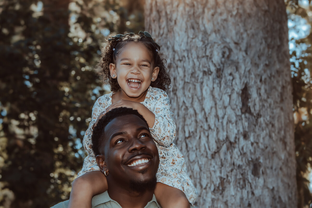 Father and Daughter Laughing Together – Prospect Park Redlands Family Photography