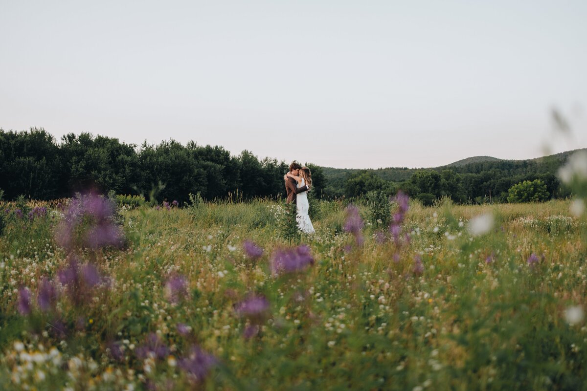 vermont elopement in a field of flowers