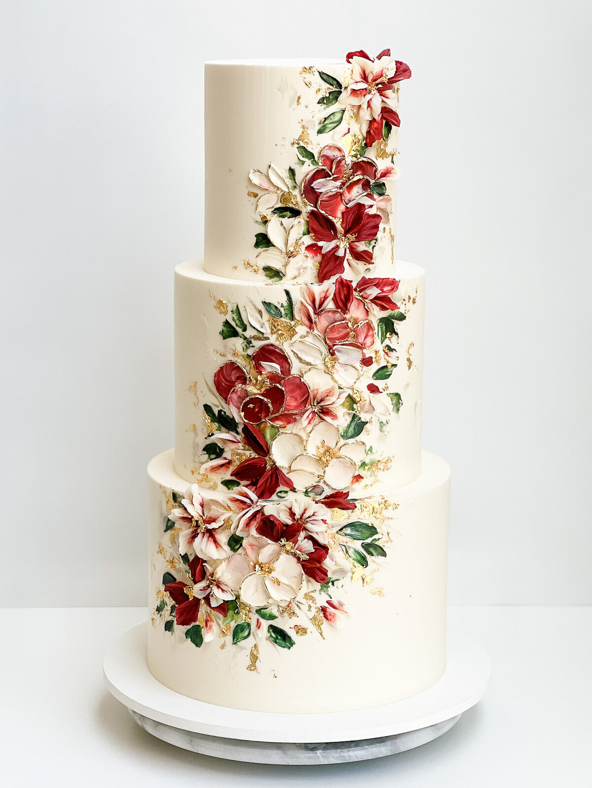 painted buttercream flower wedding cake