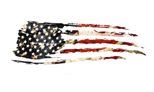 color logo graphic for truck university; american flag, distressed