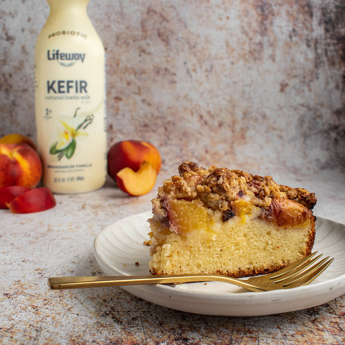 peach crumble cake for lifeway kefir