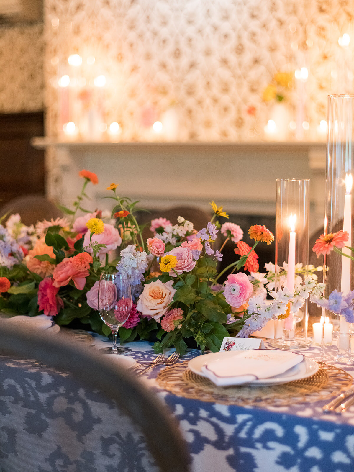 Kate-Murtaugh-Events-RI-wedding-planner-micro-wedding-Inn-at-Hastings-Park-Lexington-Boston-MA-luxury-elopement-colorful-dahlia-florals-candlelit-dinner-table