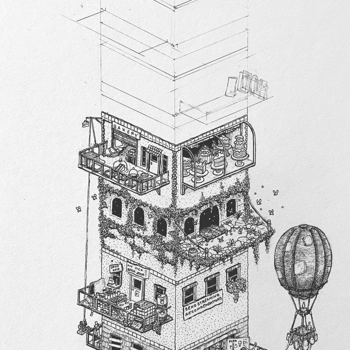 Pen and Ink Illustration of Inktober 2022 prompt: Tempting