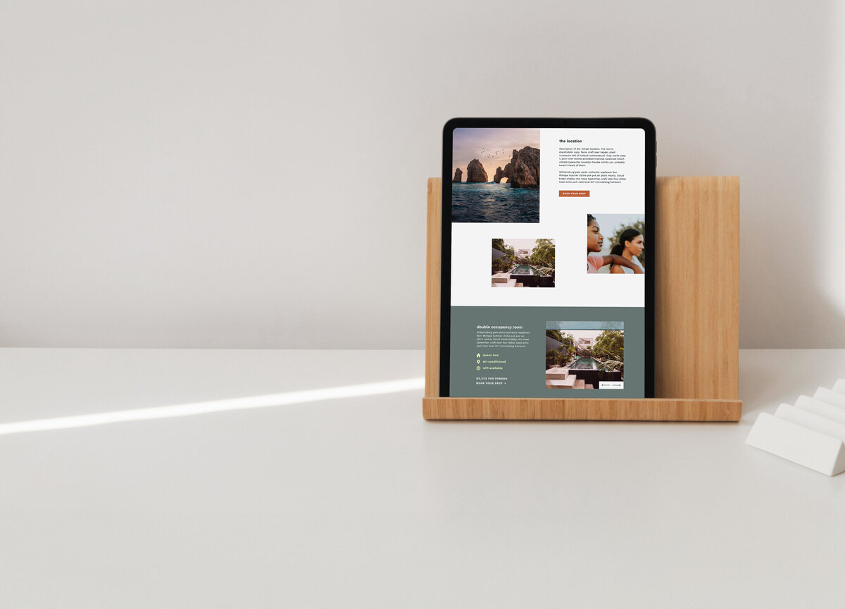 Showit website template displaying a Private Sessions page for a boutique fitness studio.
