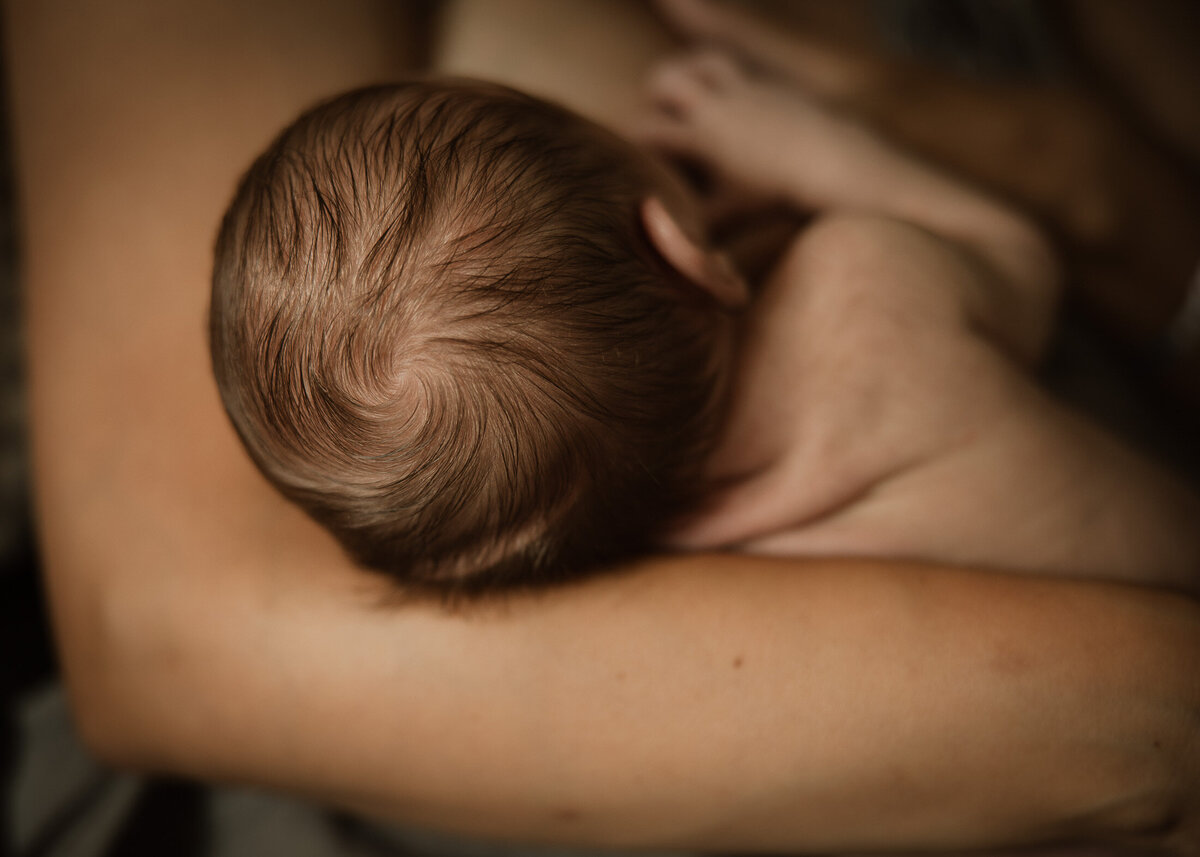 detail of newborn babys hair