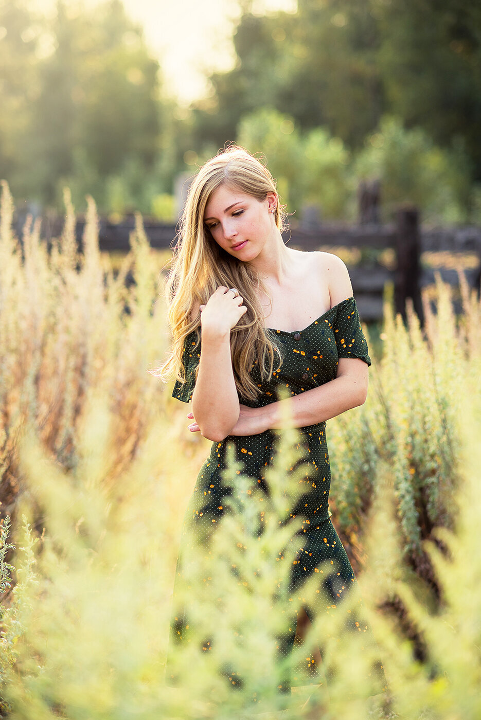 senior girl in tall grass