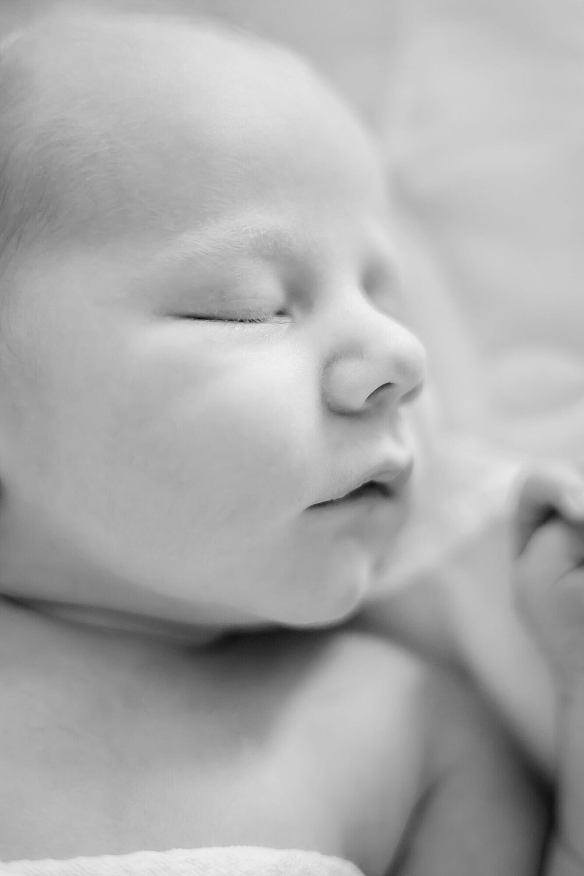 Fine art black and white  las vegas newborn photography of baby boy sleeping