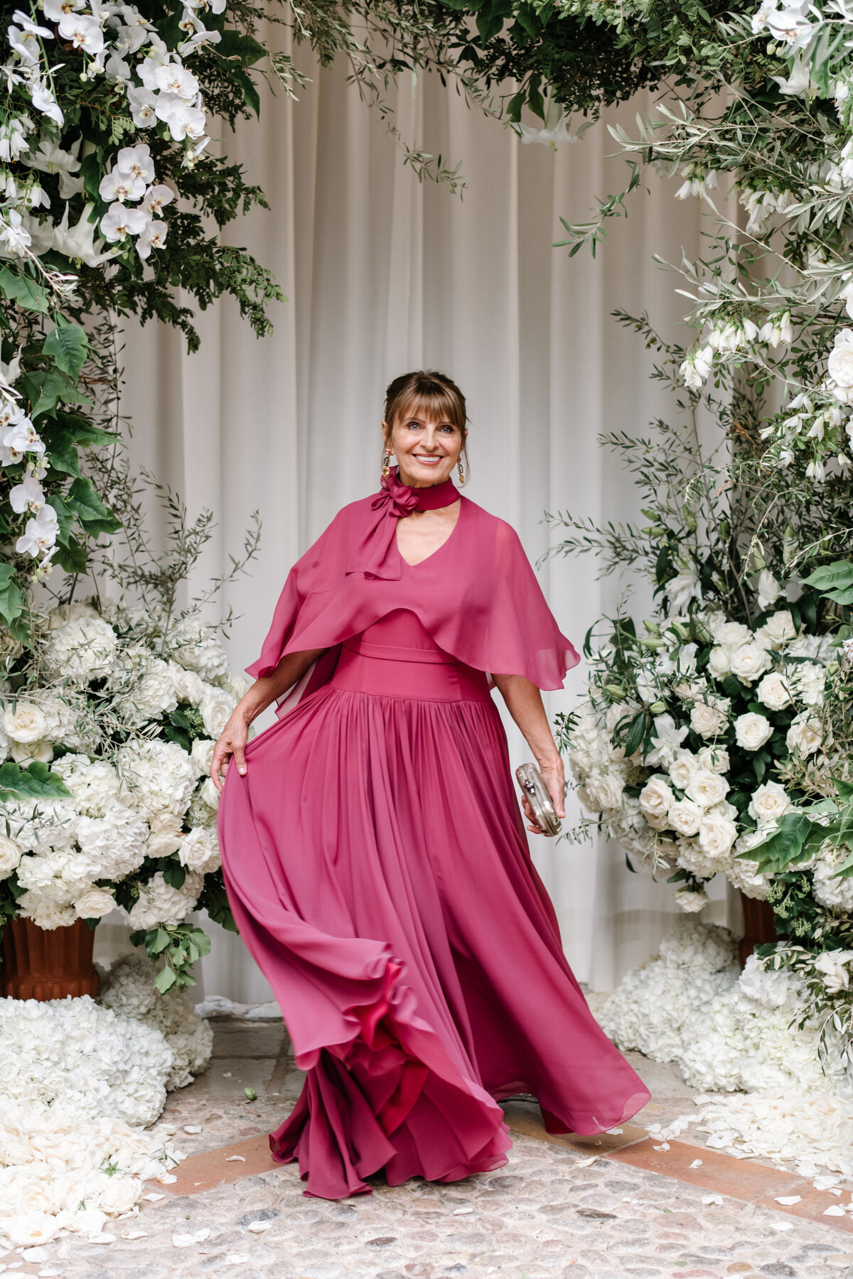 mother of the bride in pink chiffon dress mallorca