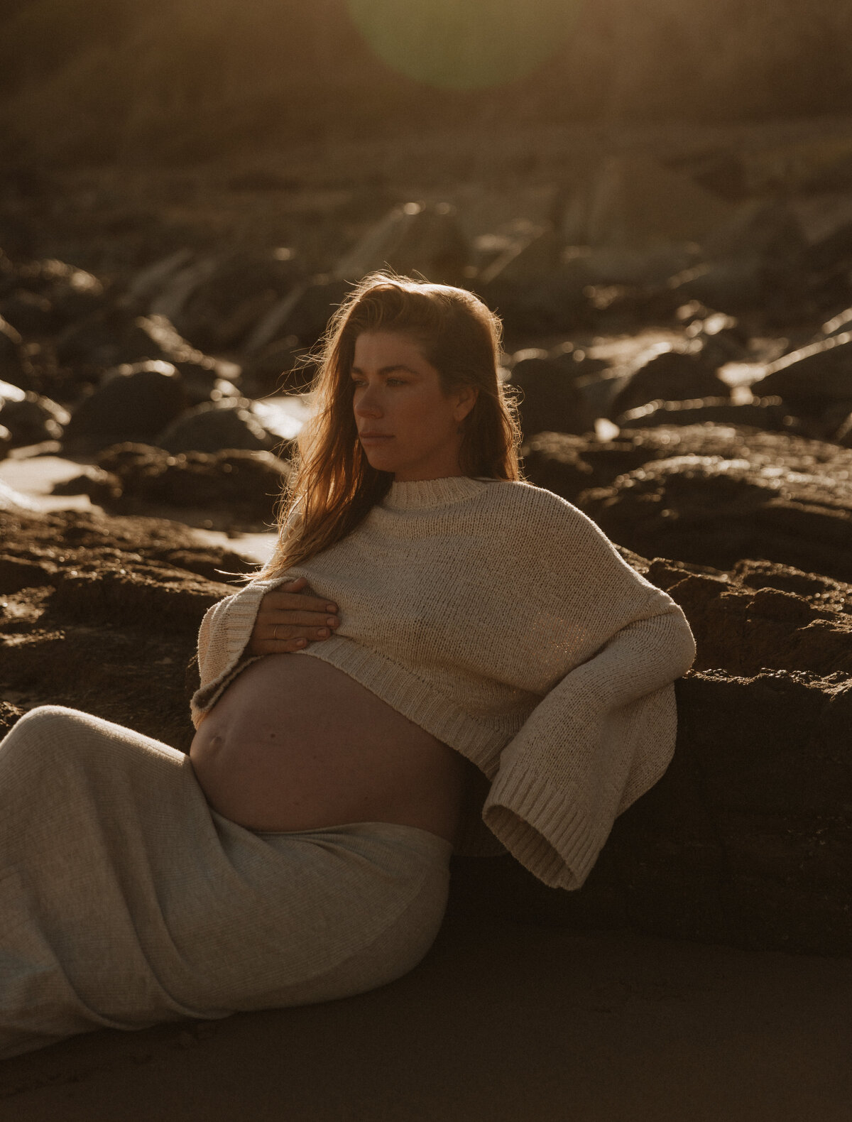 Maternity sunrise session on Main each in Agnes Water, Queensland