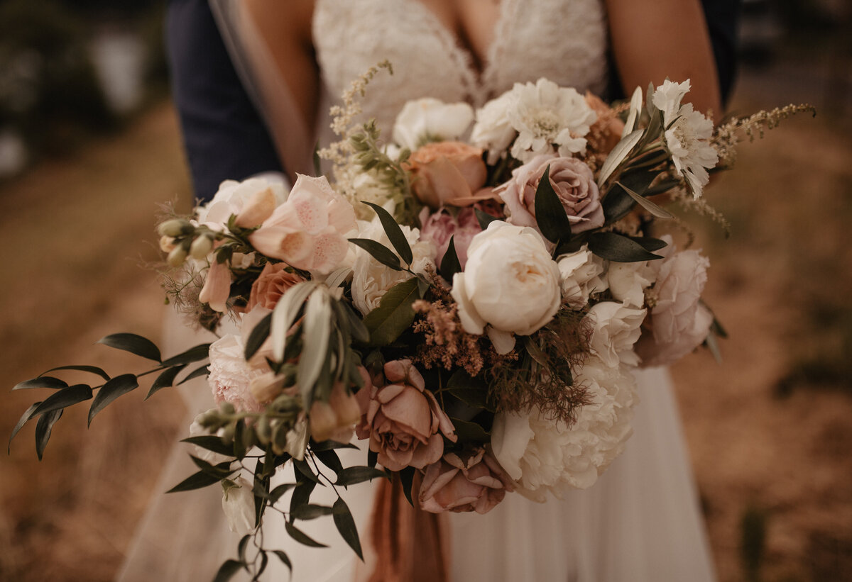 Taylor Made Floral Boho organic wedding flowers Portland Oregon Florist bridal bouquet modern textural