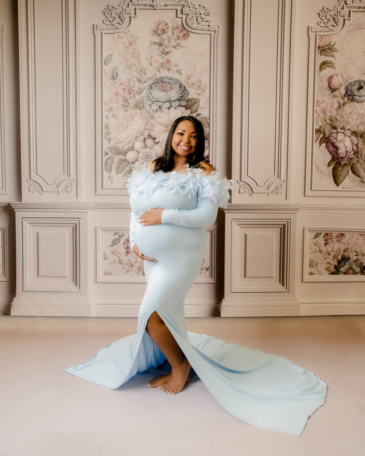 blue-feather-dress-maternity-stacey-ash-photo (1 of 1)