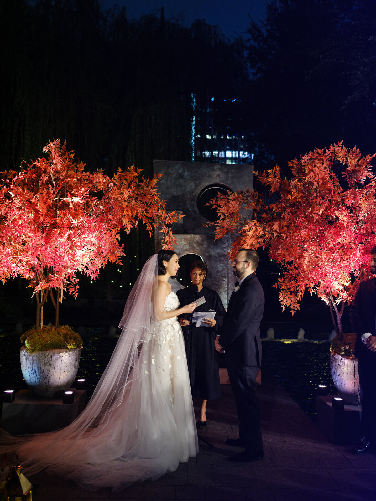 Intimate evening wedding ceremony at sunset in Dallas