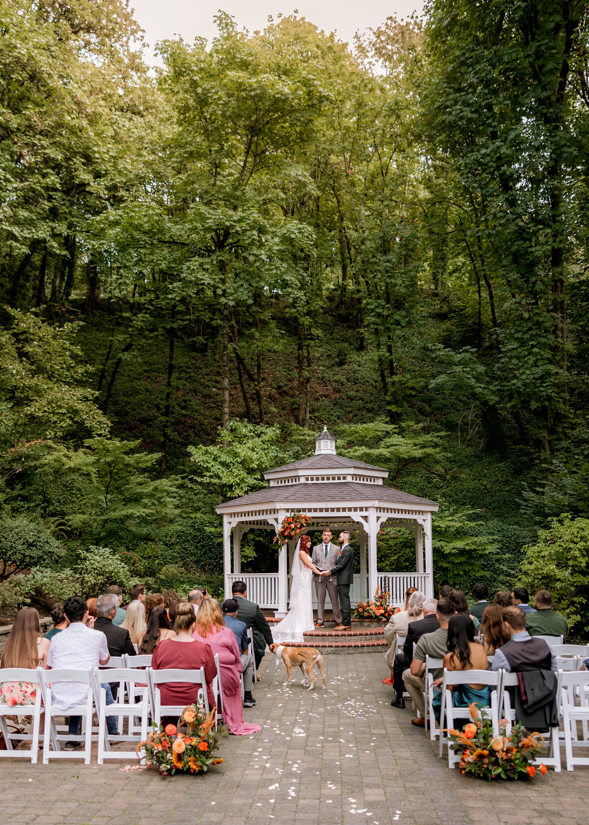 Summer wedding in the veiled garden at the Abernethy Center.
