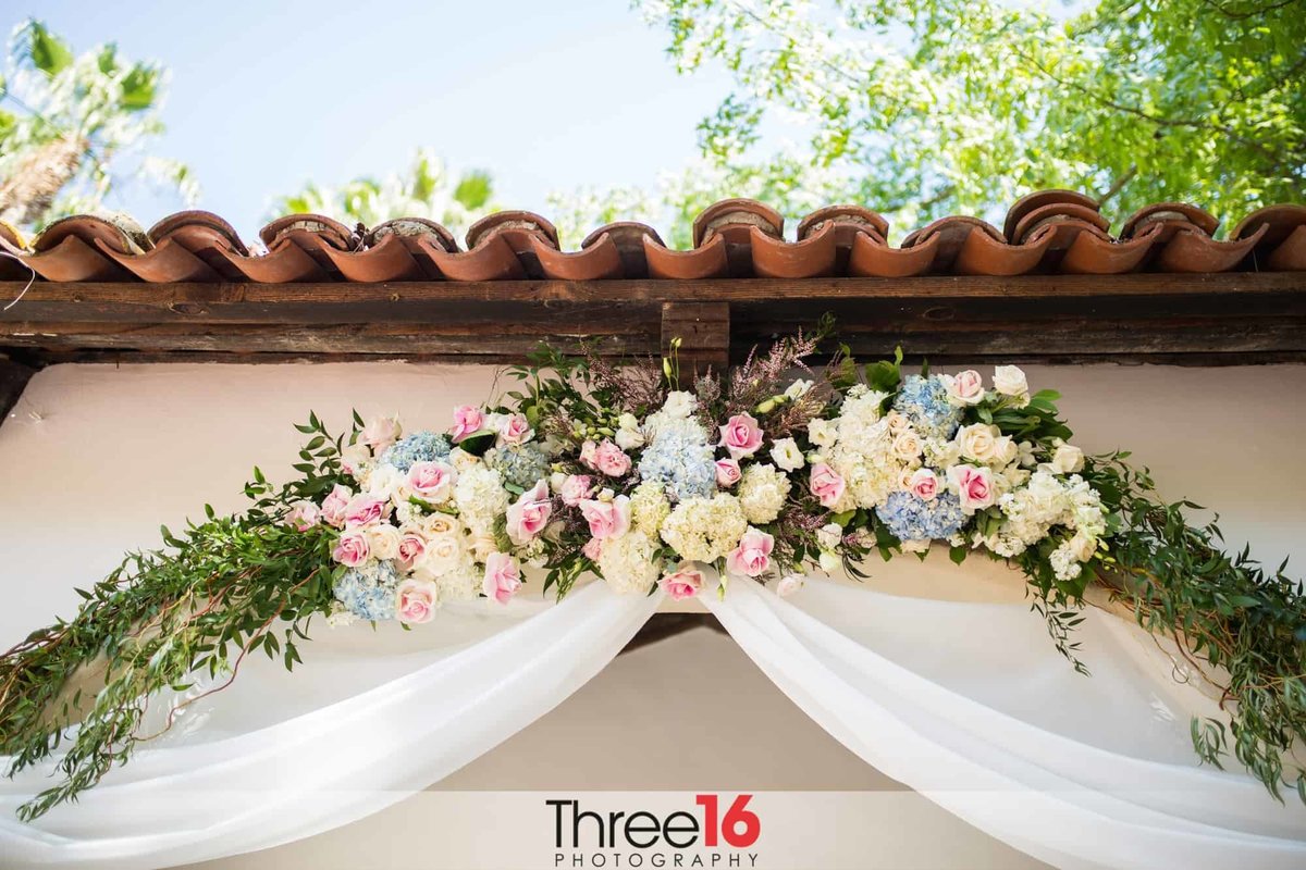 Floral decor above the altar