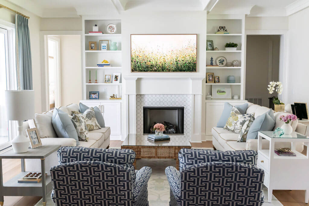 sweet southern home gracies space tile fireplace in living room