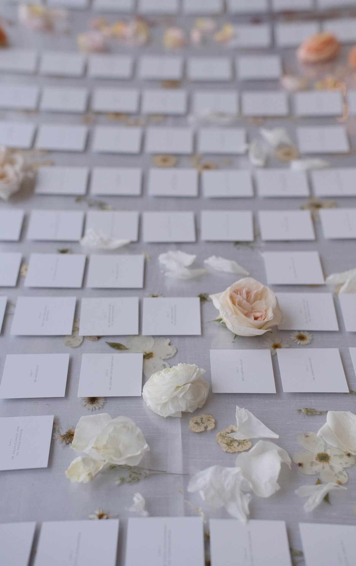 Close up details of seating cards at Newport wedding.