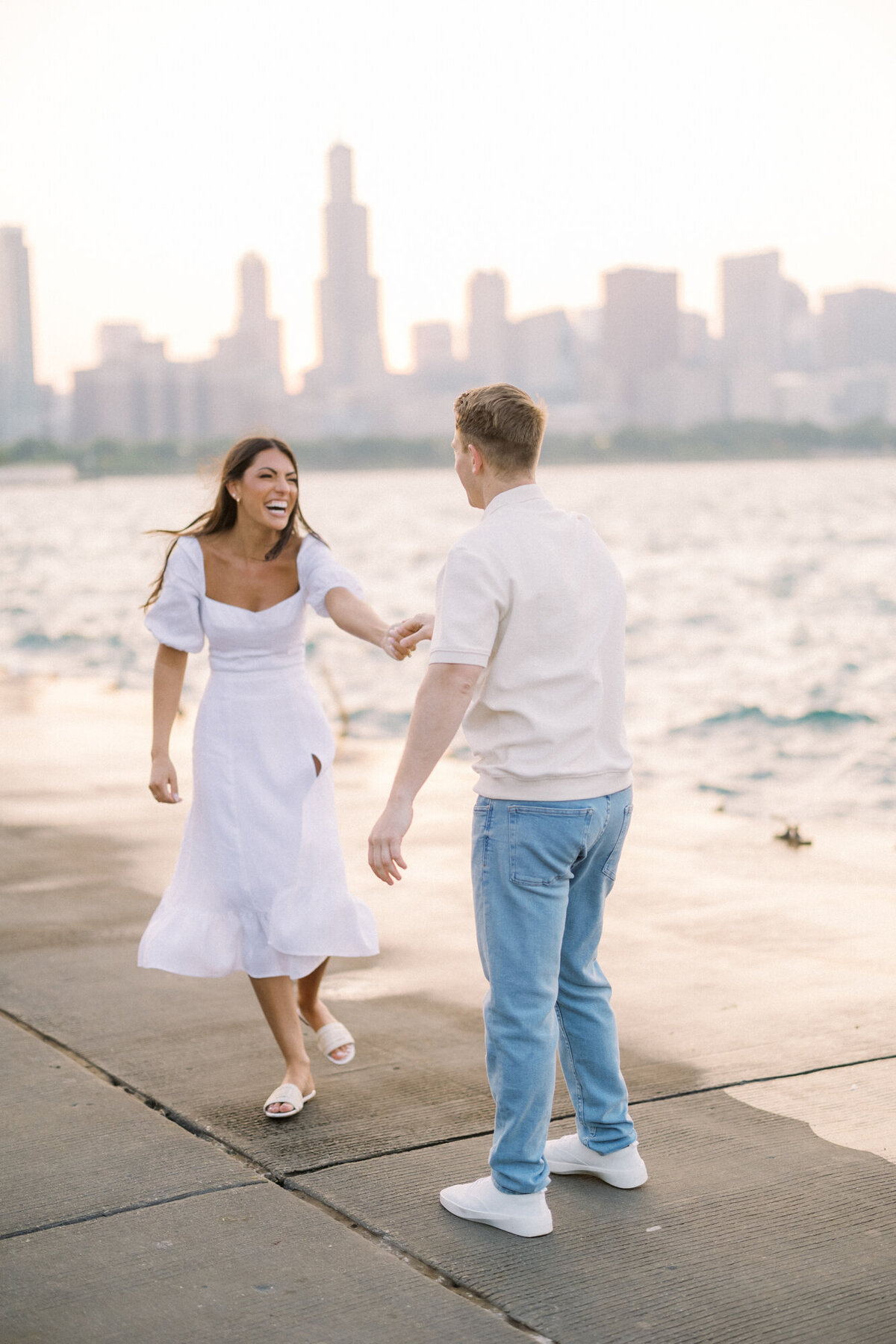 Sunset Engagement Photo at Chicago's Museum Campus