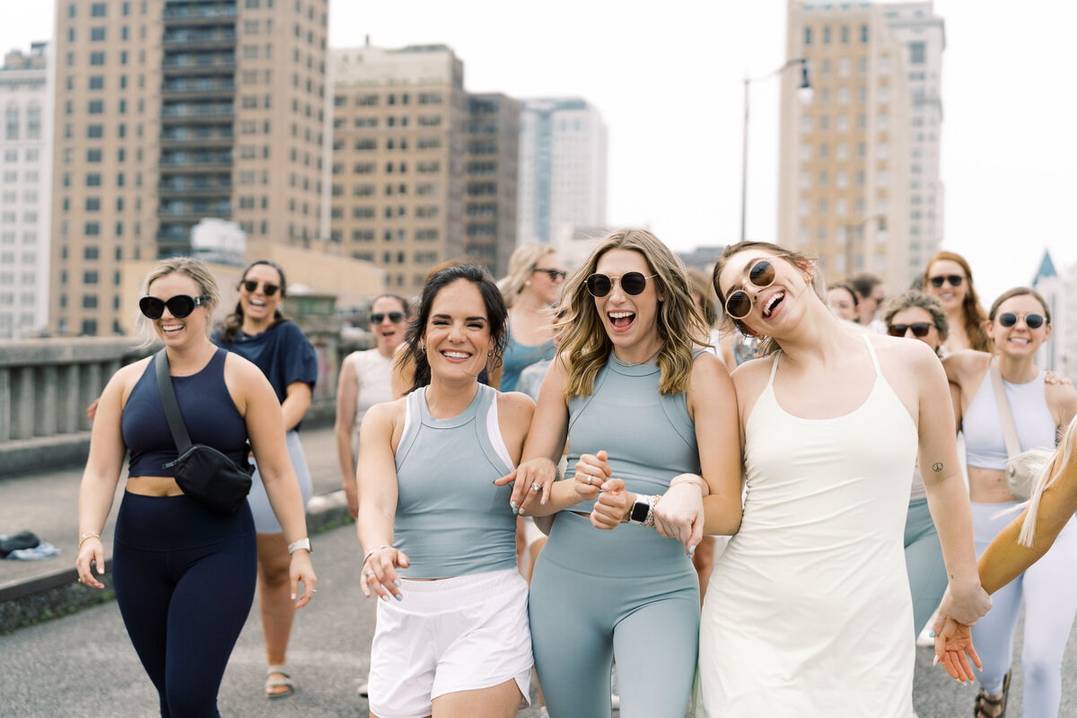 Women walking and smiling