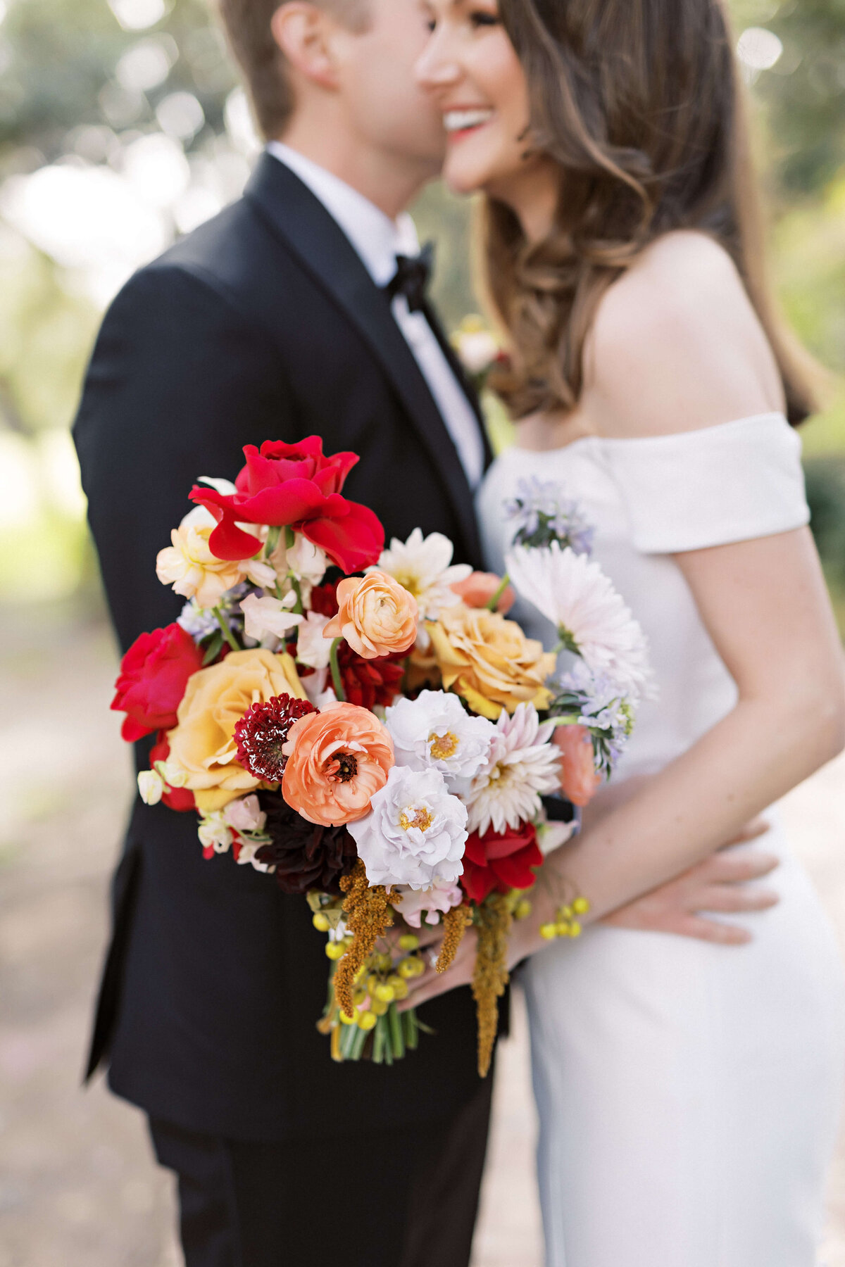 Colorful bridal bouquet by Earl Grey Floral