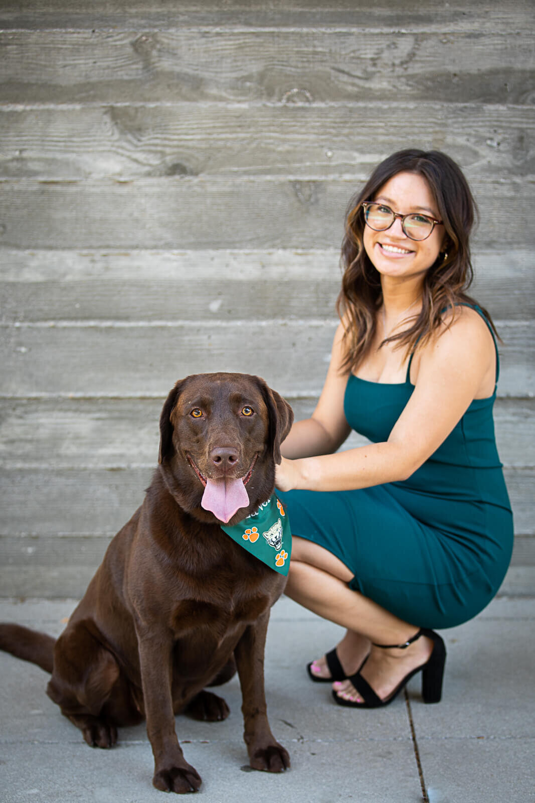 KS-Gray-Photography-Chocolate-Lab-and-woman-standing-together