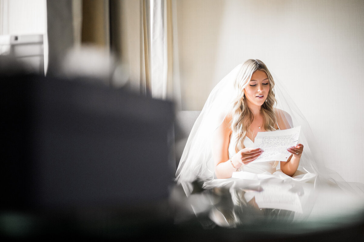bride reading a letter