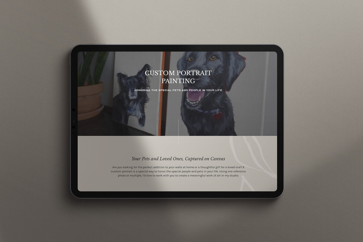 Custom Portrait Painting Website Mockup