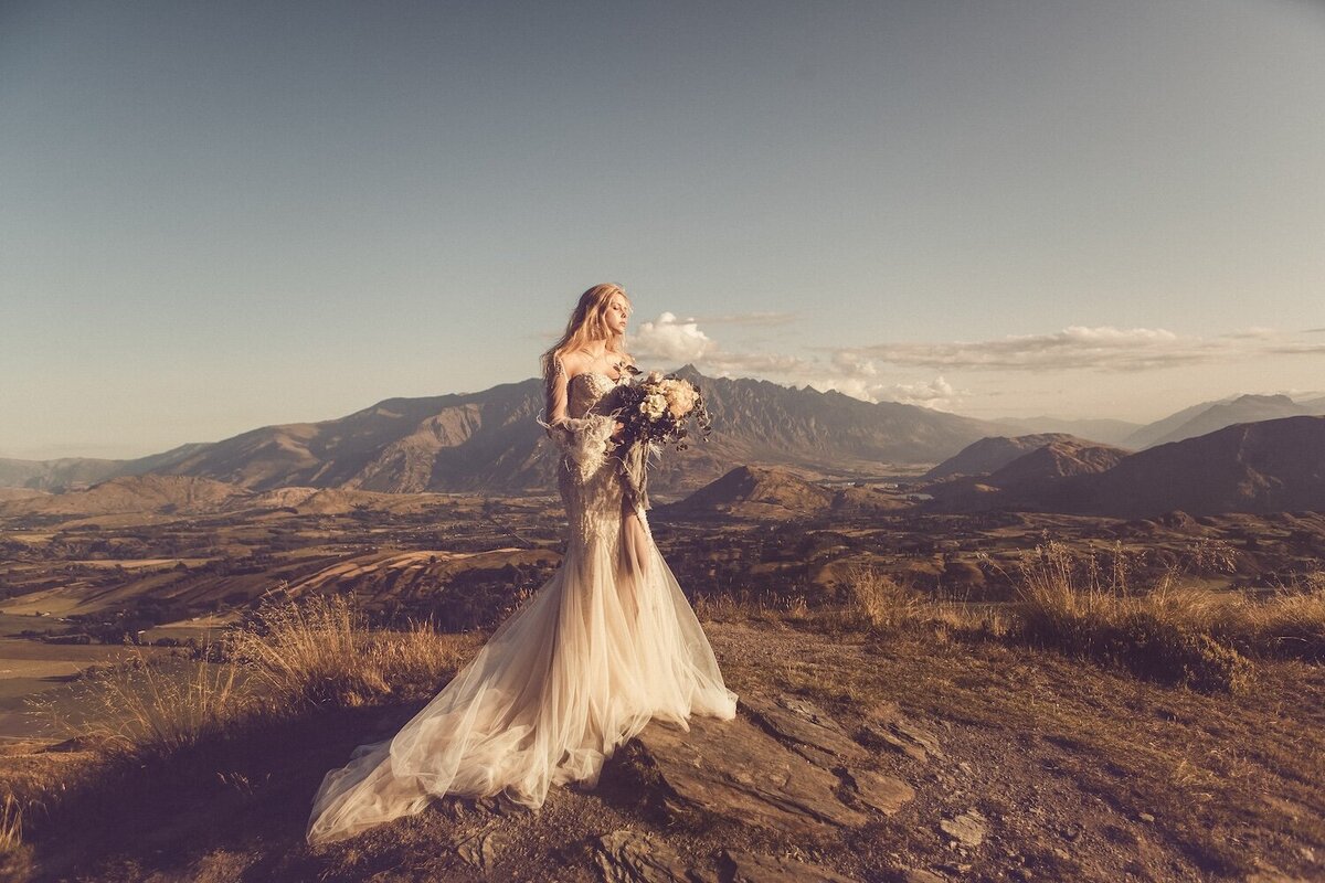 Luxury Editorial Photoshoot, Queenstown. Inbal Dror couture dress.