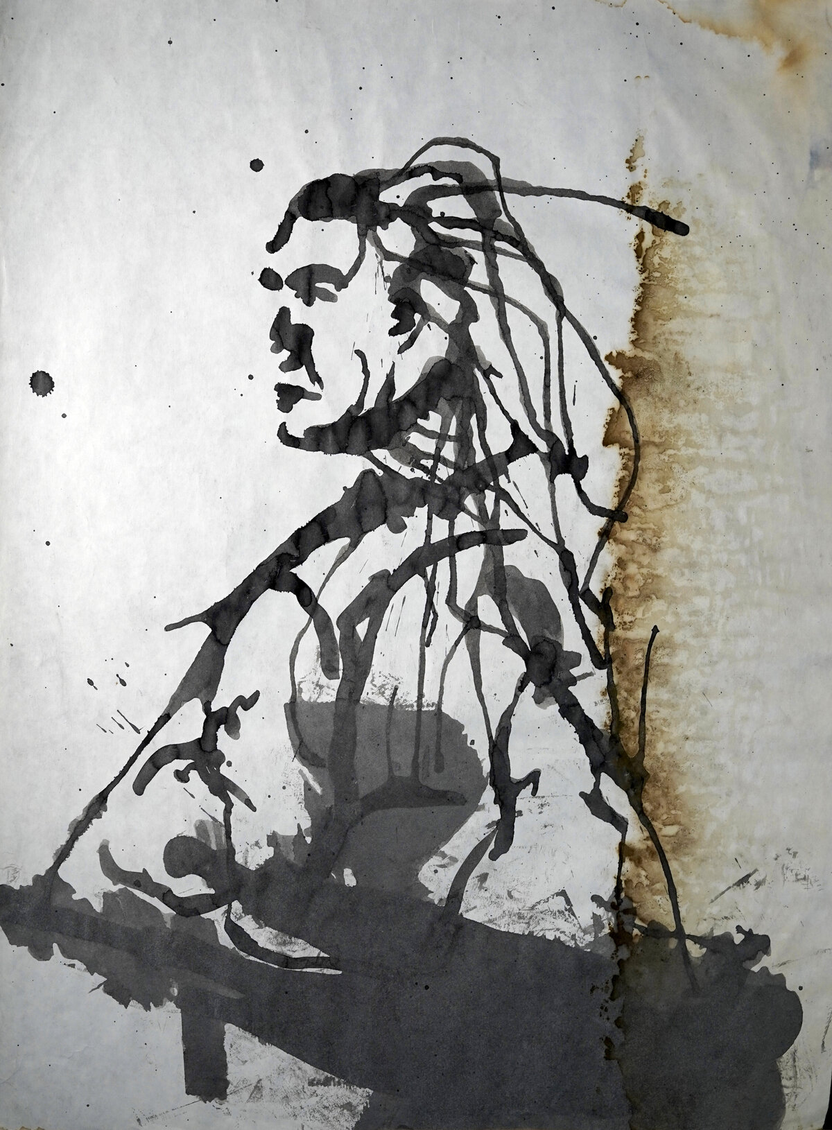 Brent Ray Fraser Figurative Ink Blowdryer Painting 2001
