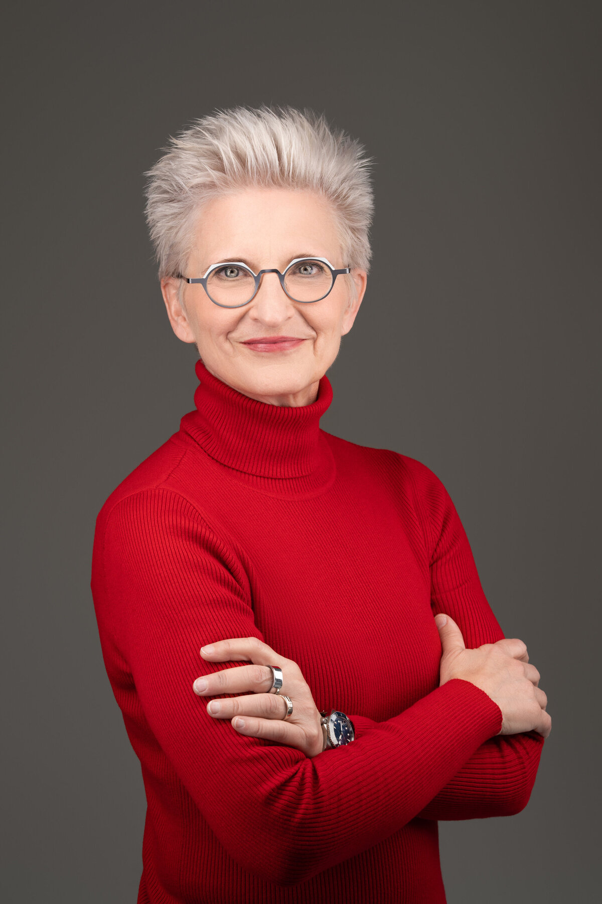Headshots NYC professional corporate woman red sweater