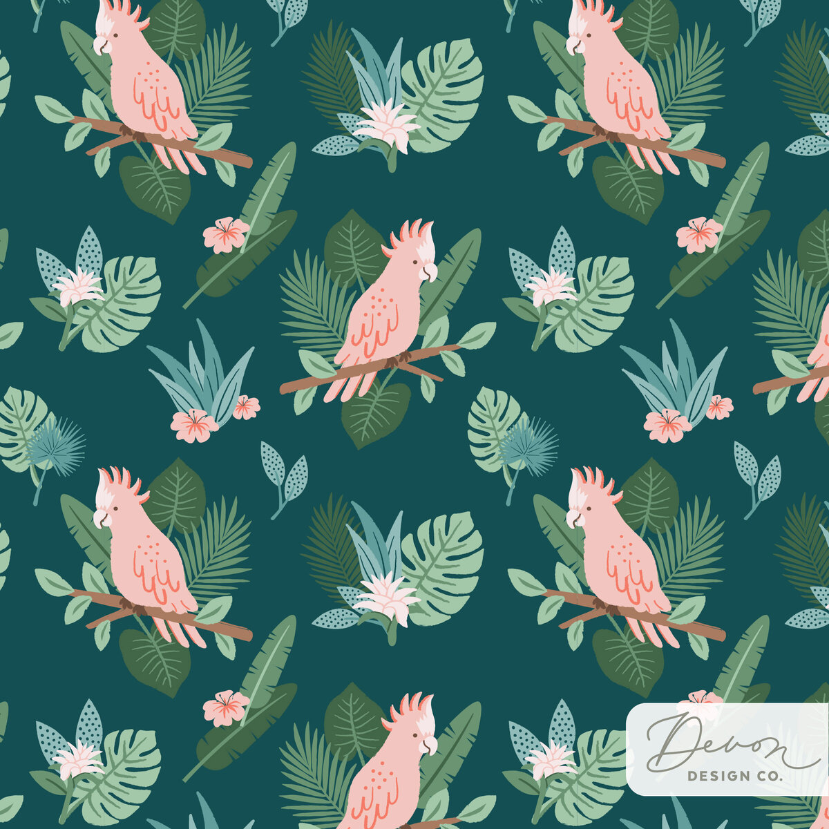 Tropical-Pink-Parrot-Pattern