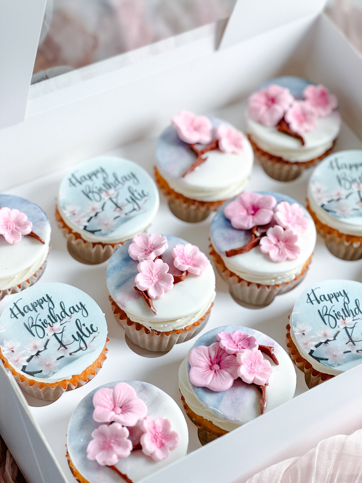 Cherry Blossom Birthday Cupcakes