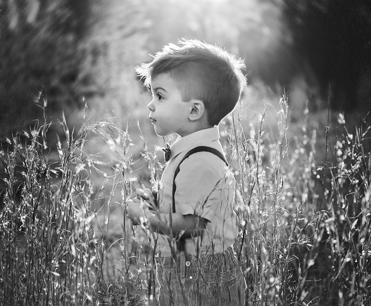 charlotte family photographer jamie lucido captures beautiful black and white portrait of a boy for his second birthday