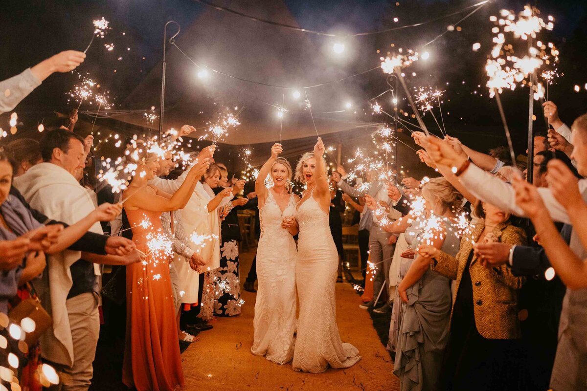 Lesbian wedding sparkler exit-1