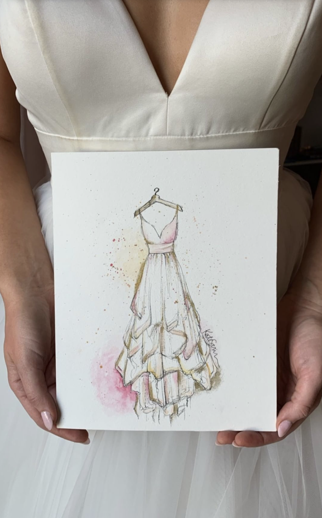 painting of wedding dress