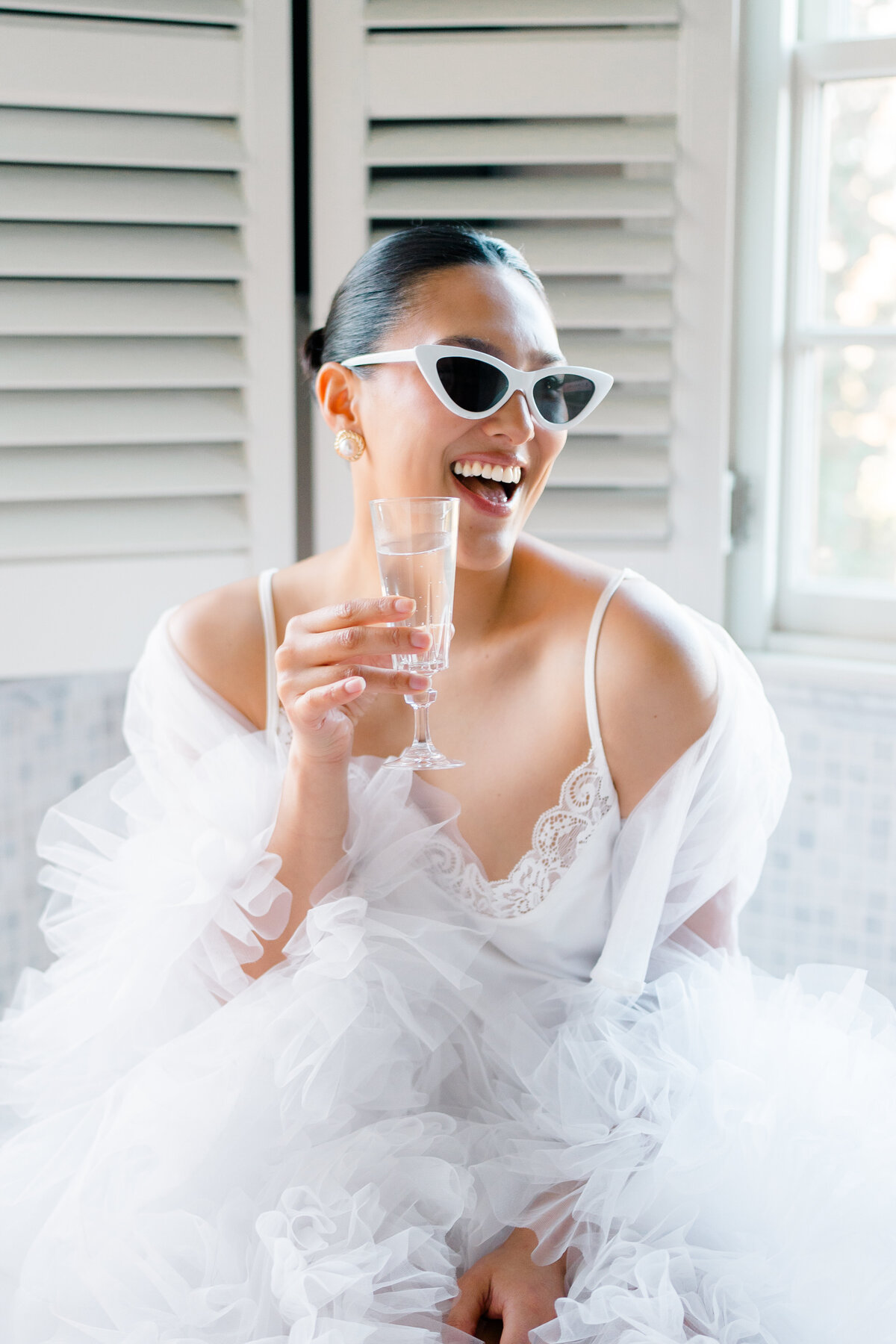 Newport RI Wedding Photographers | Rhode Island Caprio Captured Photography | Bride In A Bathtub Wearing A Tulle Robe