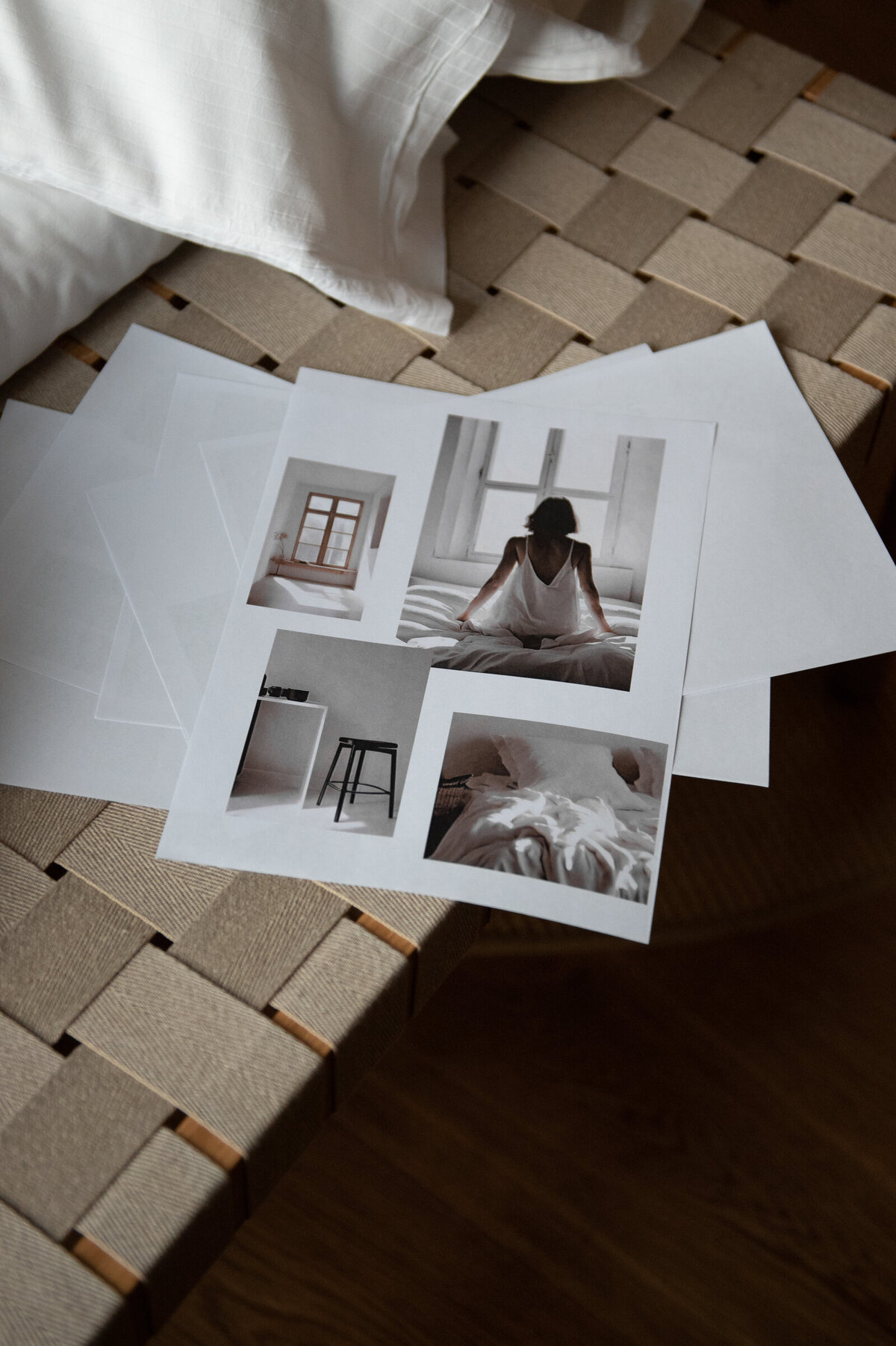 collage on a table displaying a stock collection of photographs