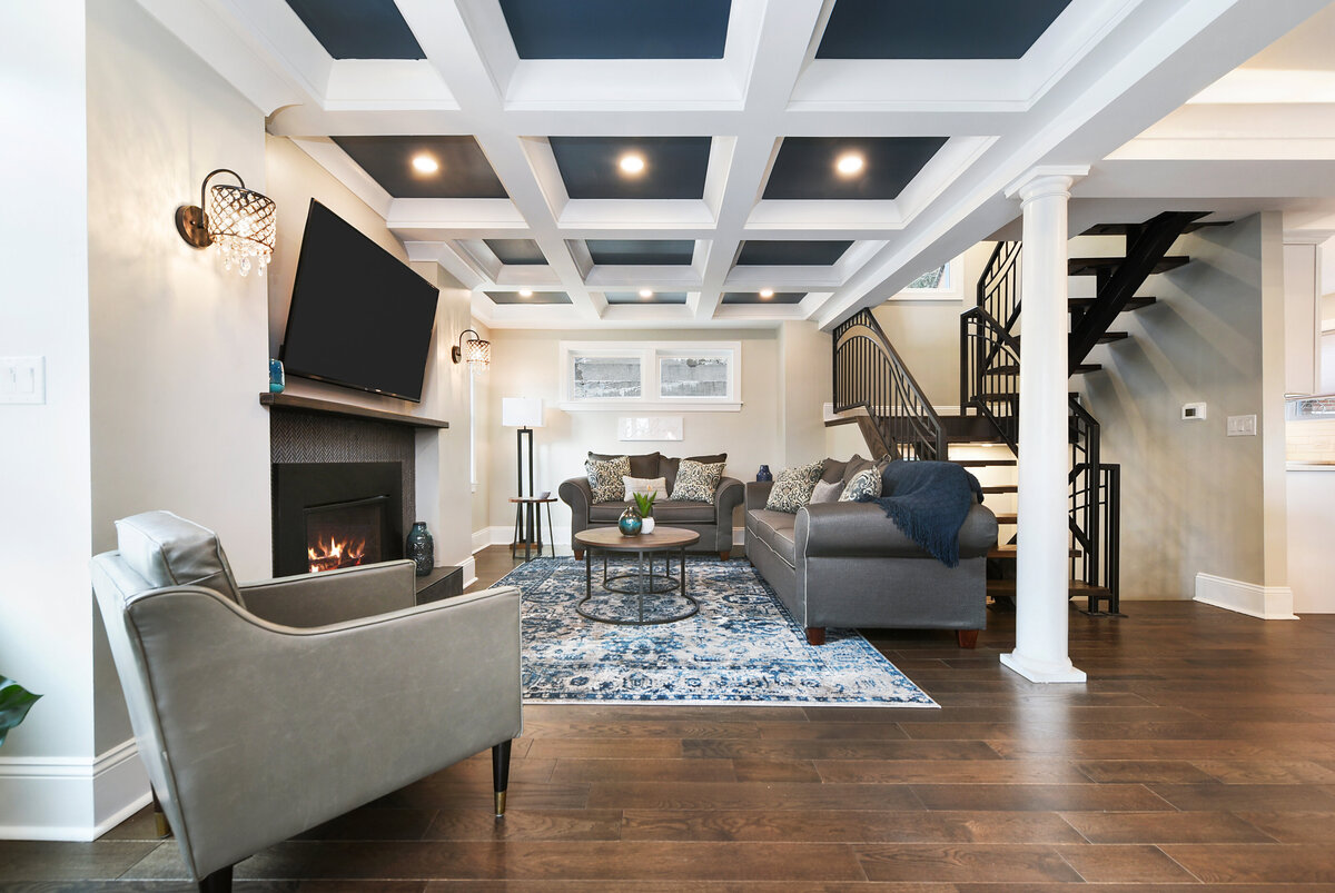 Professionally staged living room designed to maximize home value and buyer appeal