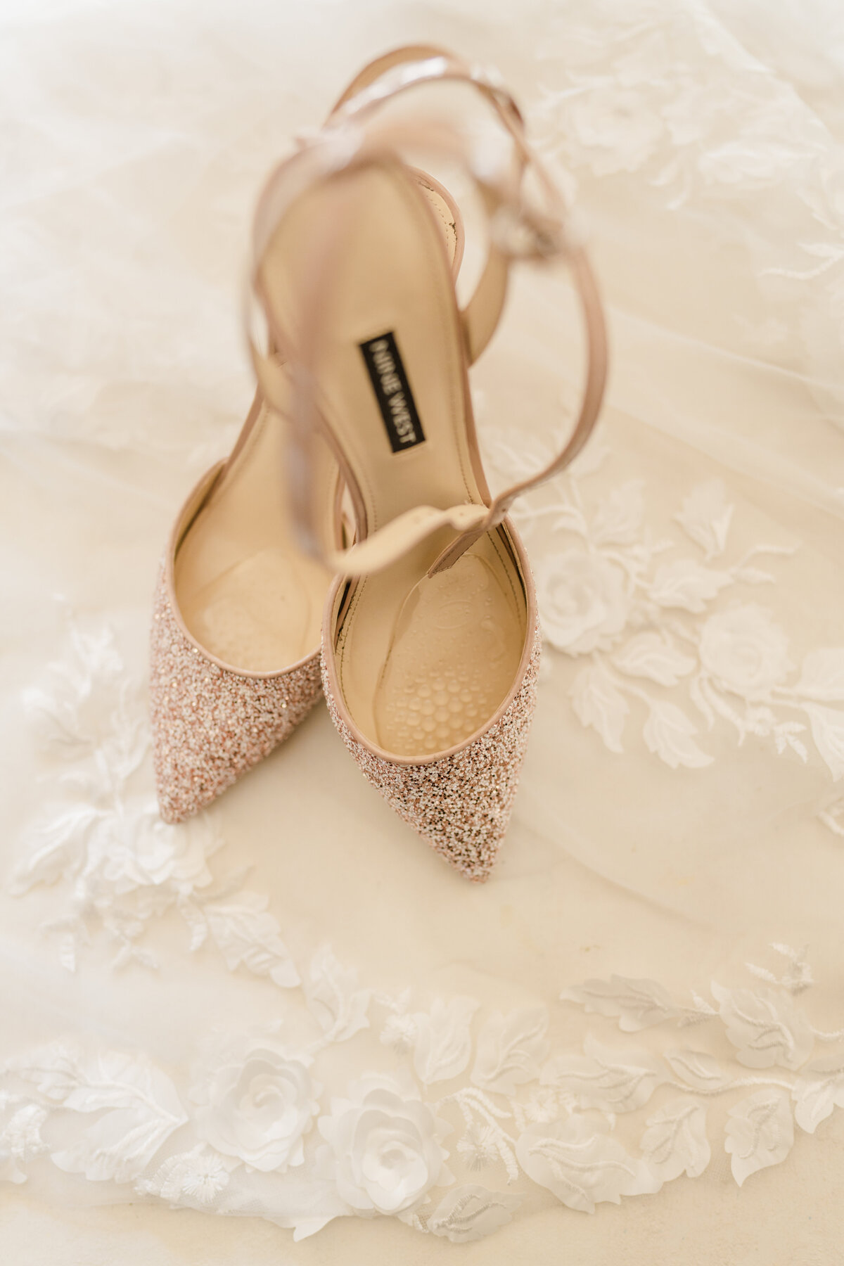 Beautiful rose gold wedding shoes