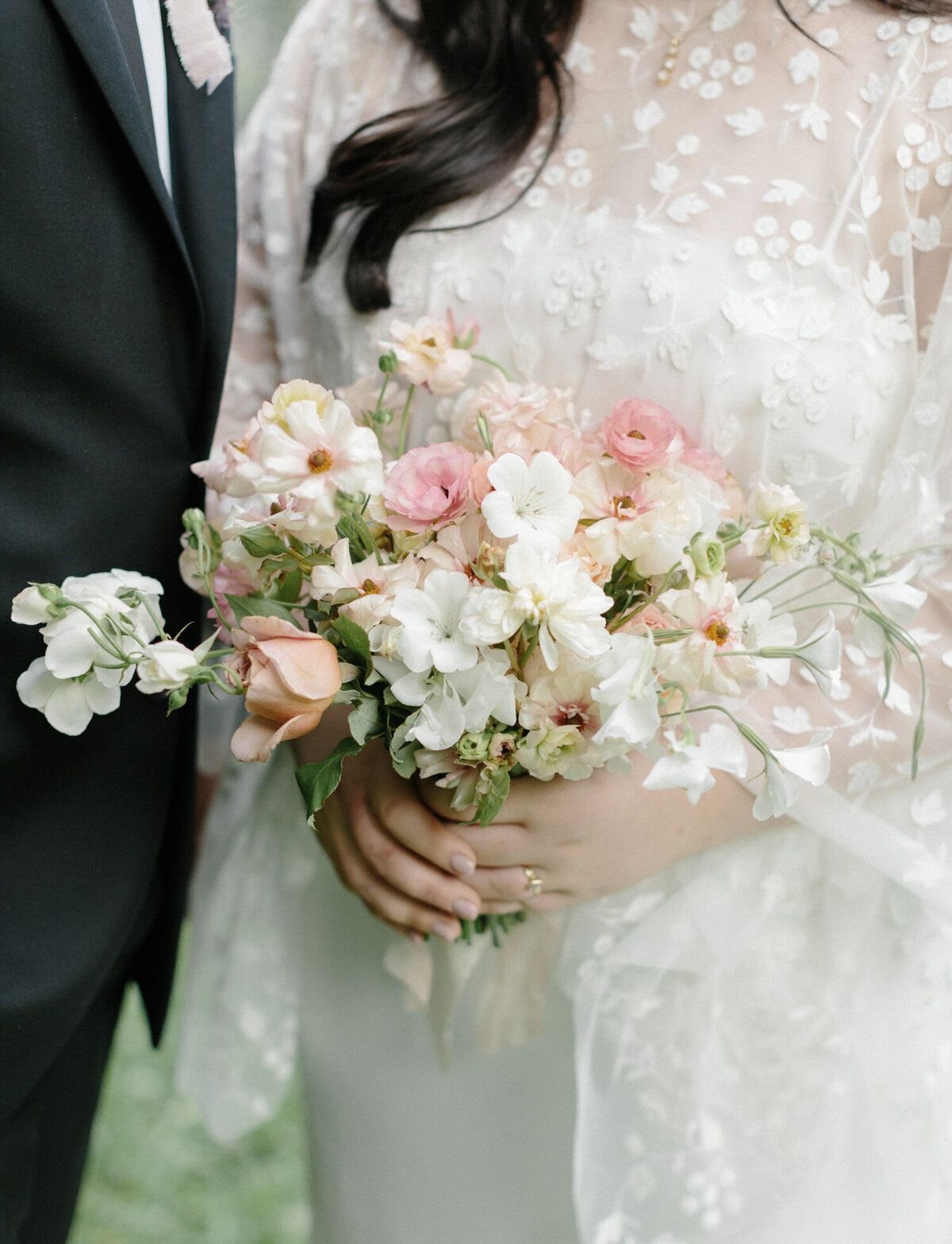 bridal bouquet with pink and white, Grand Rapids film wedding photographer