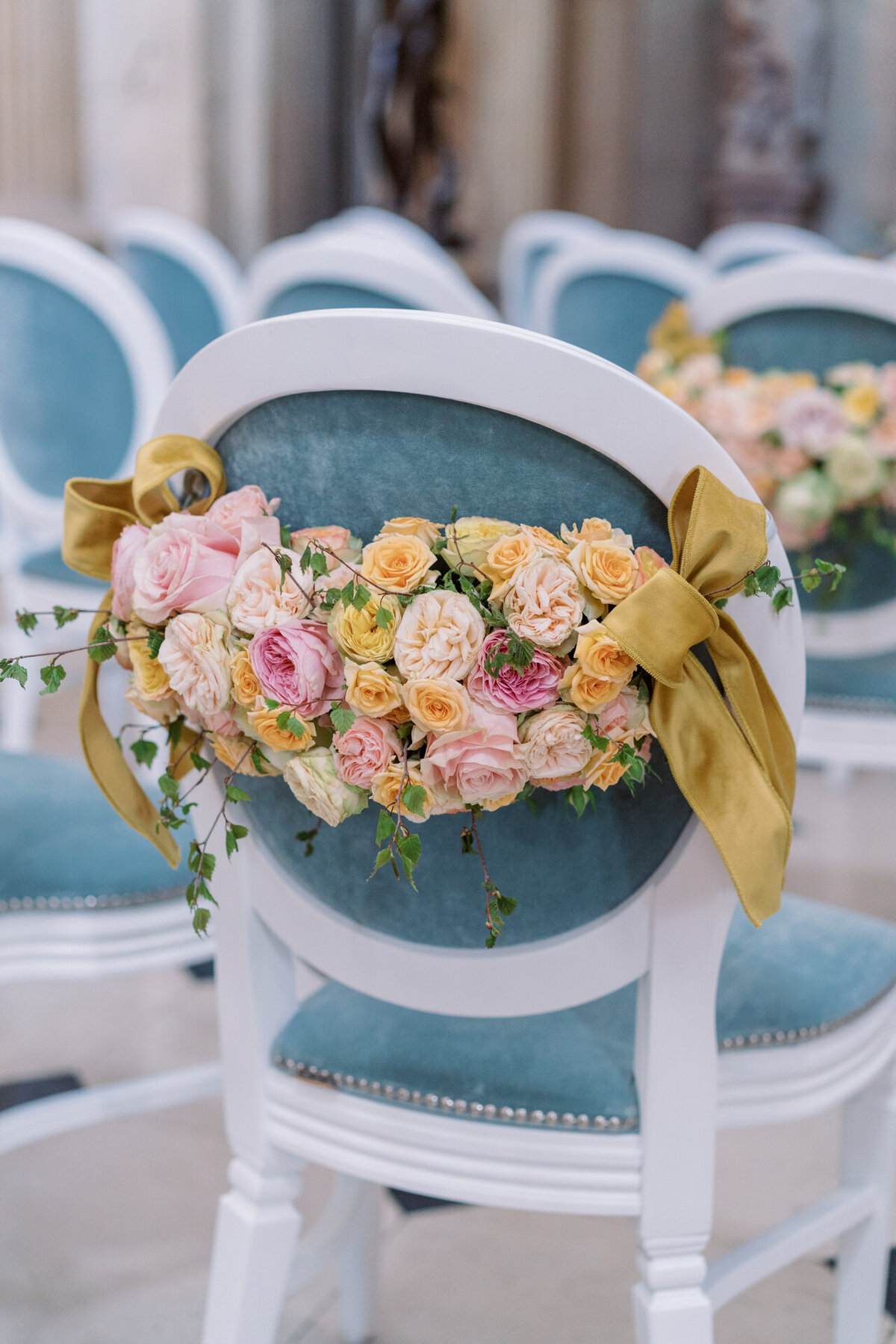Floral design on a wedding chair