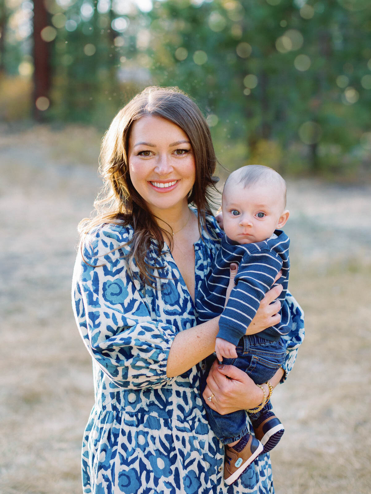 Mom and son family photo in Lake Tahoe