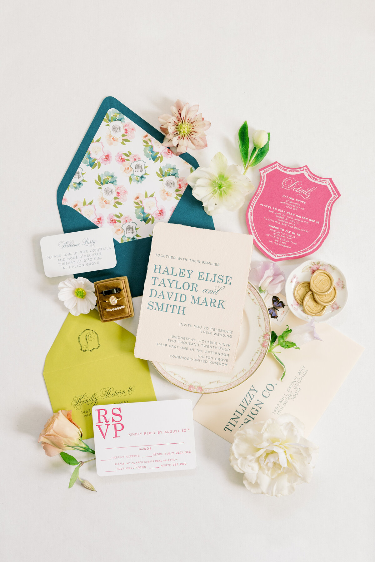 Handmade paper wedding invitation Atlanta