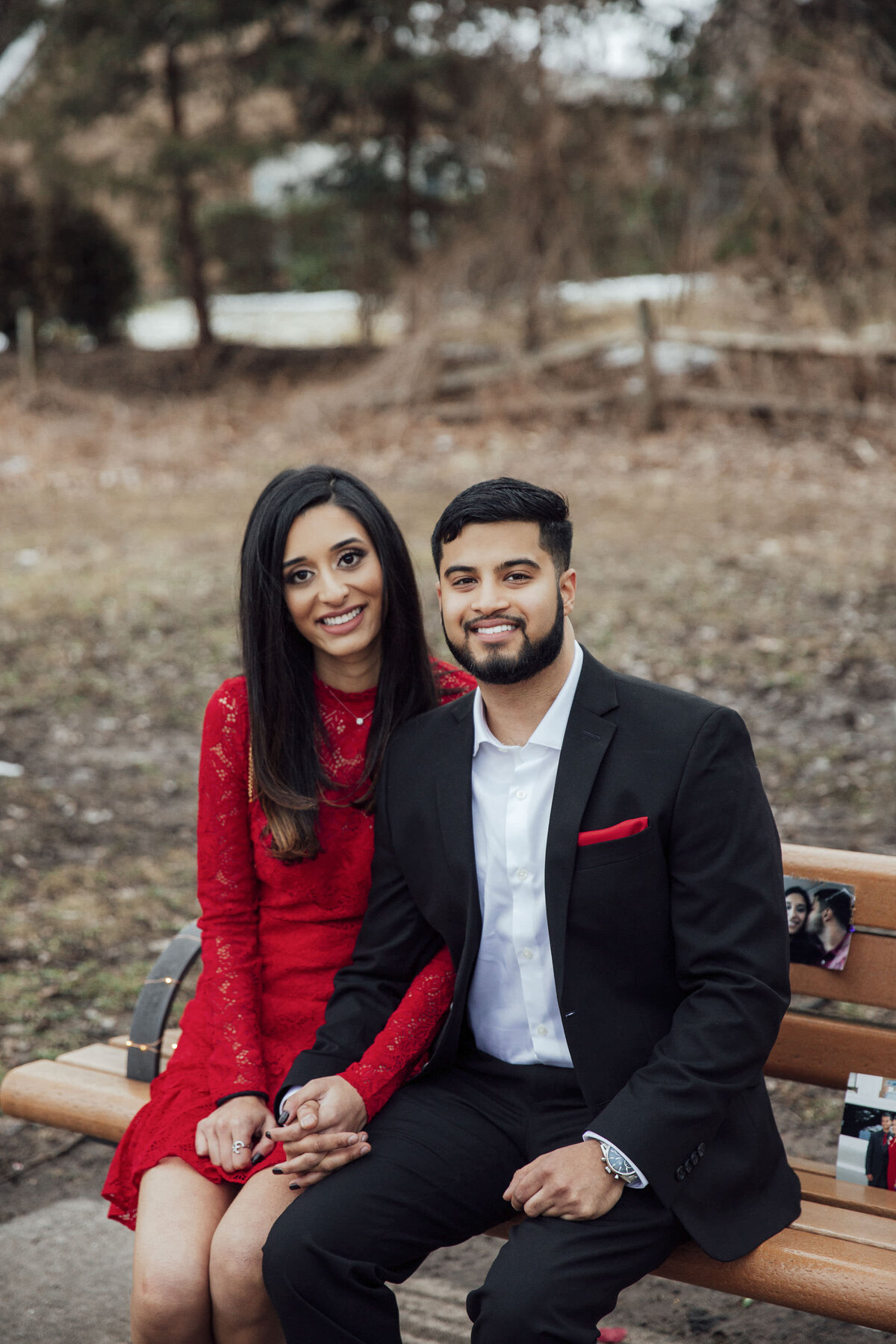 Proposal Photography | Groom-to-be proposing in a scenic park surrounded by trees and natural landscapes | Hunterdon County, New Jersey
