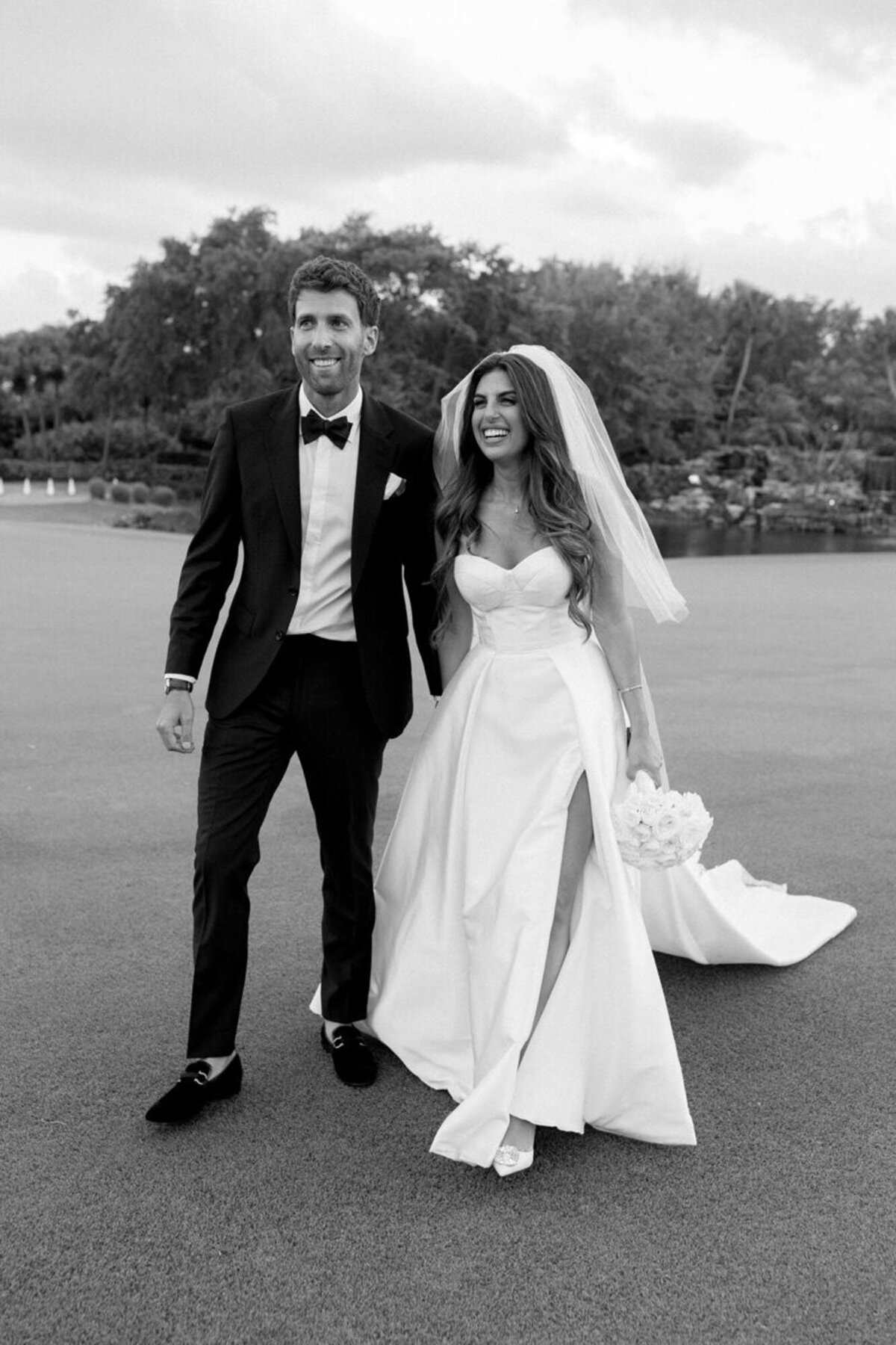 Bride and groom black and white, taken by photographer in orlando fl