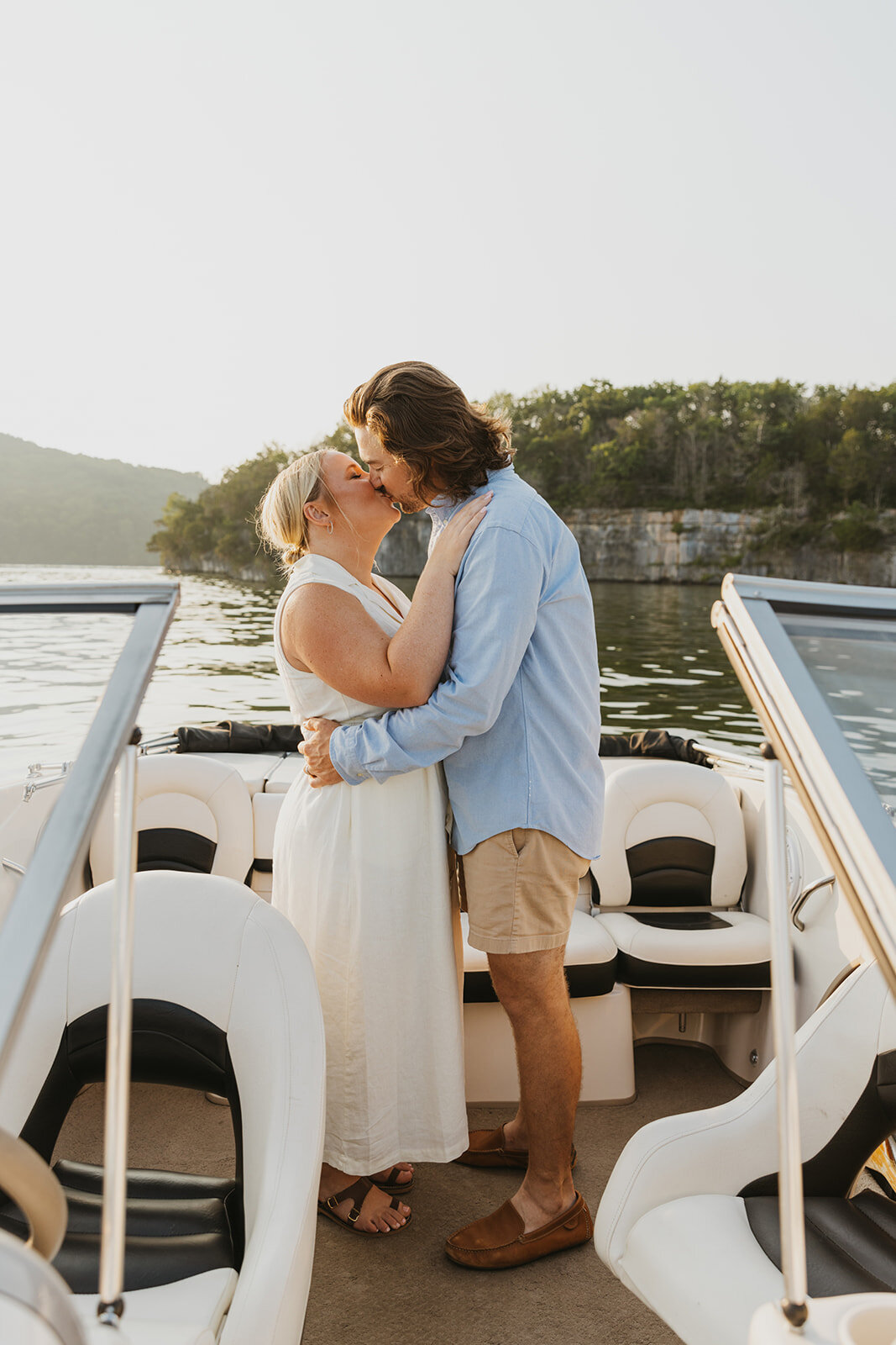 couple embracing on boat